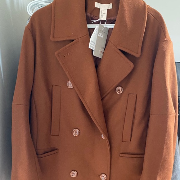 H&M | Double Breasted Wool Coat Rust Red - Picture 4 of 6